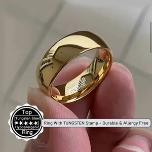 Tungsten Carbide 18K Gold Plated Wedding Band Ring 6mm